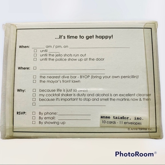 ANNE Taintor "I'm So Happy It's Happy Hour" 10 Retro Party Invitations - Picture 2 of 2